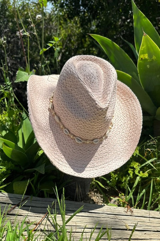 STRAW COWBOY WiITH SEA SHELLS