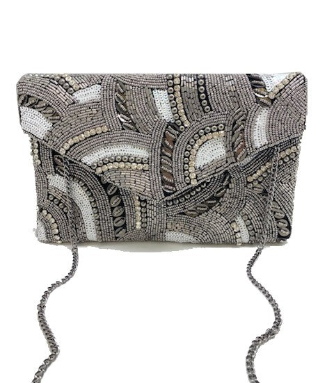Hematite Patterned Beaded Clutch LAC-SS-478