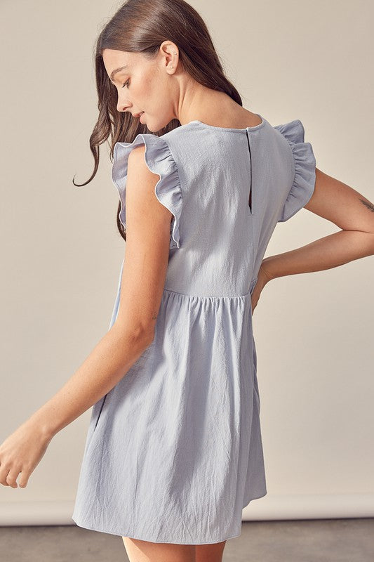 V-NECK BABYDOLL DRESS WITH SHORT LINED