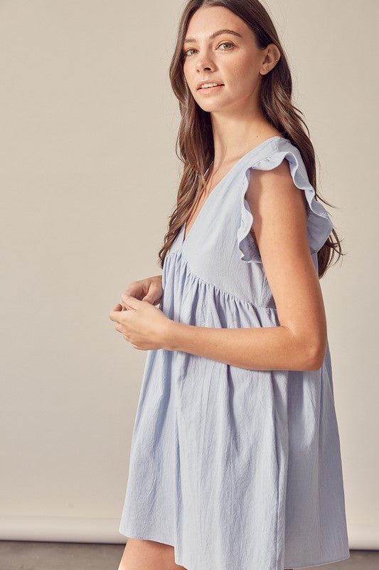 V-NECK BABYDOLL DRESS WITH SHORT LINED