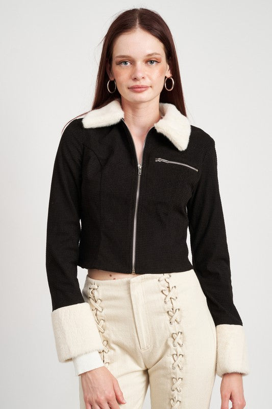 Topshop cropped hotsell borg jacket