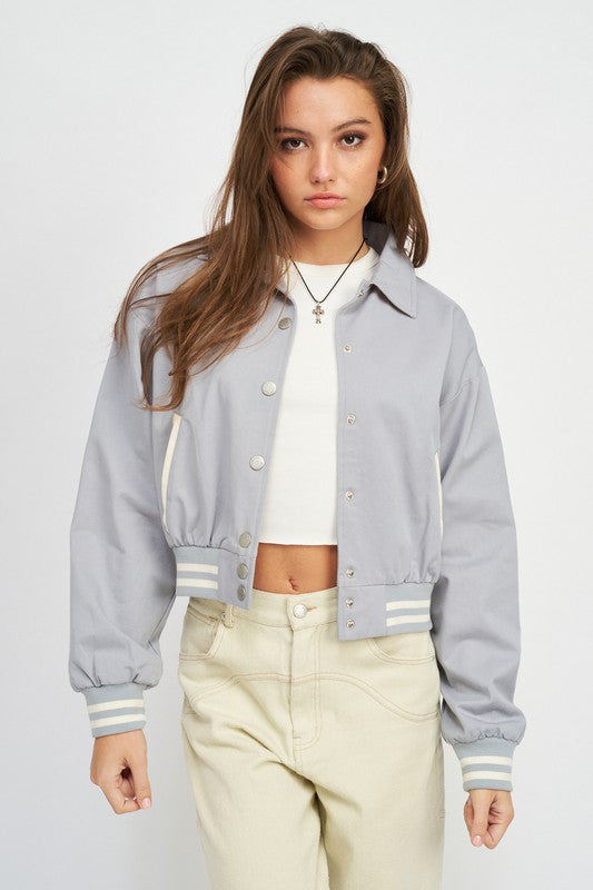 Pale blue bomber jacket best sale