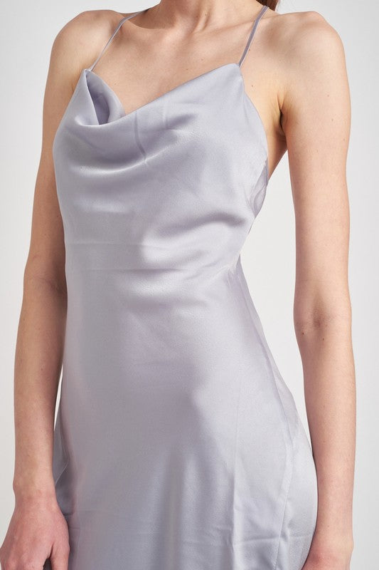 satin cowl neck slip midi dress Kenneth Cole Women's Satin Polka Dot Maxi Slip Dress, Small