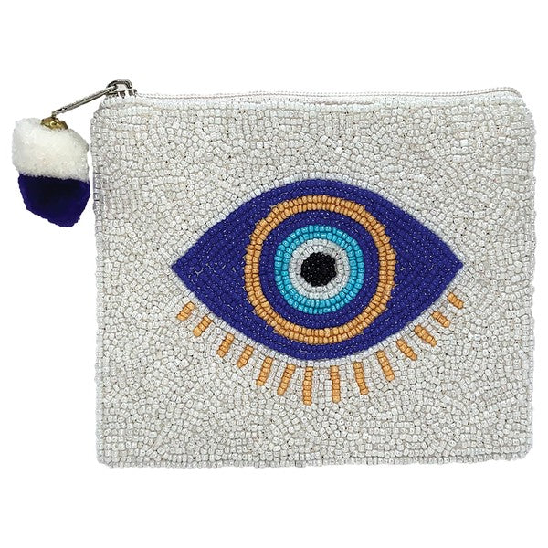 BLUE EVIL EYE Beaded Coin Purse LAC-CP-1308