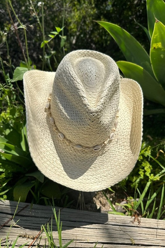 STRAW COWBOY WiITH SEA SHELLS