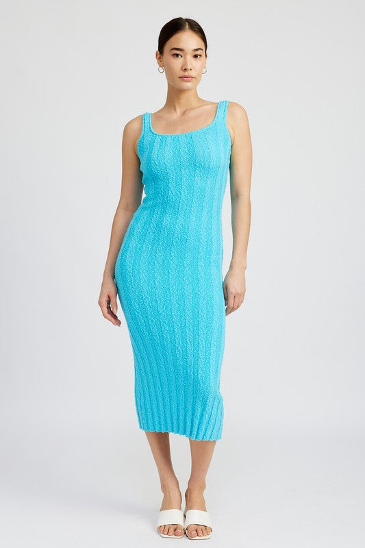 Scoop Neck Ribbed Midi Dress Scoop Neck Ribbed Midi Dress