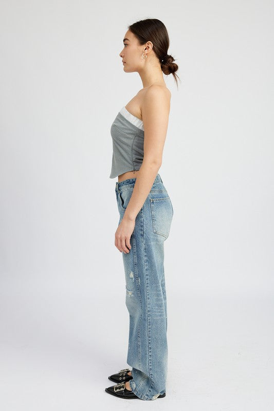 CONTRASTED TUBE TOP