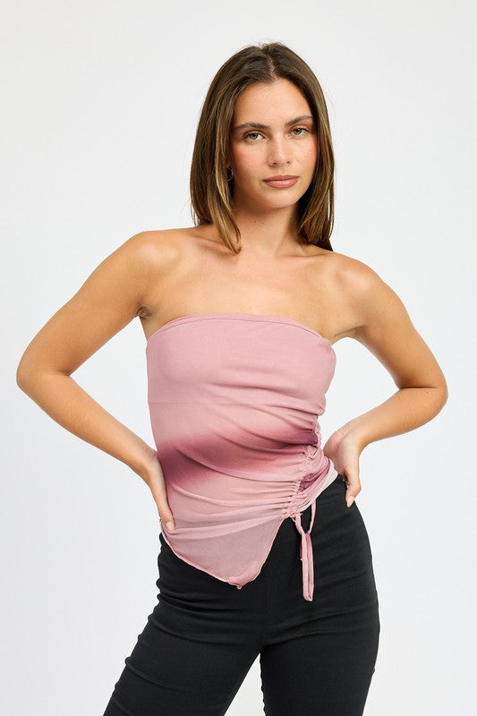 Asymmetrical Shirred Tube Top Asymmetrical Shirred Tube Top