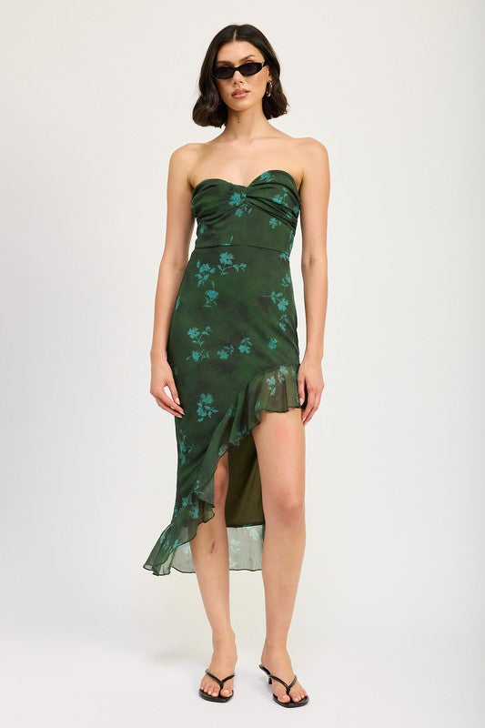 Asymmetrical Ruffle Tube Maxi Dress Asymmetrical Ruffle Tube Maxi Dress