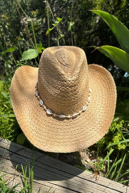 STRAW COWBOY WiITH SEA SHELLS