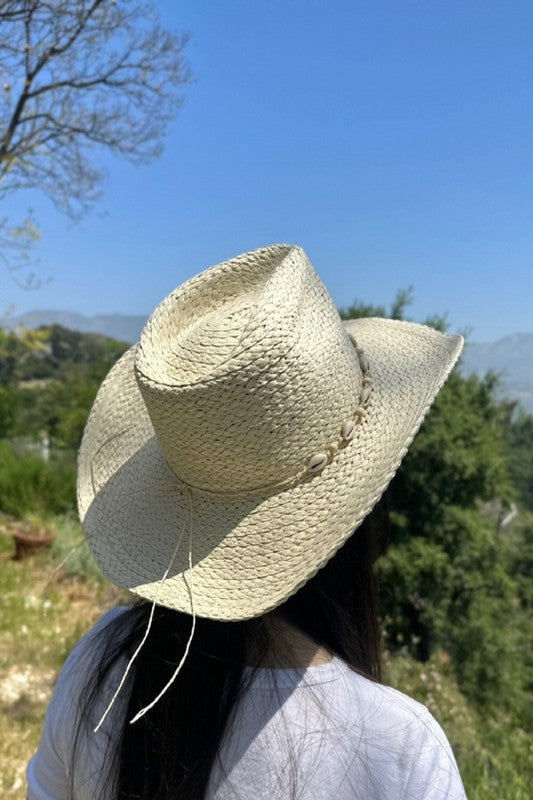 STRAW COWBOY WiITH SEA SHELLS