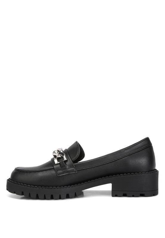 Ashby Faux Leather Chunky Block Heel Loafers