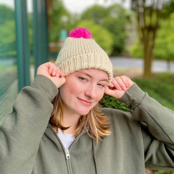 Vintage Charm Color Pom Beanie