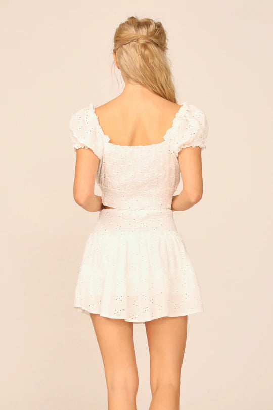 Ocean Drive Eyelet Smocked Crop Top