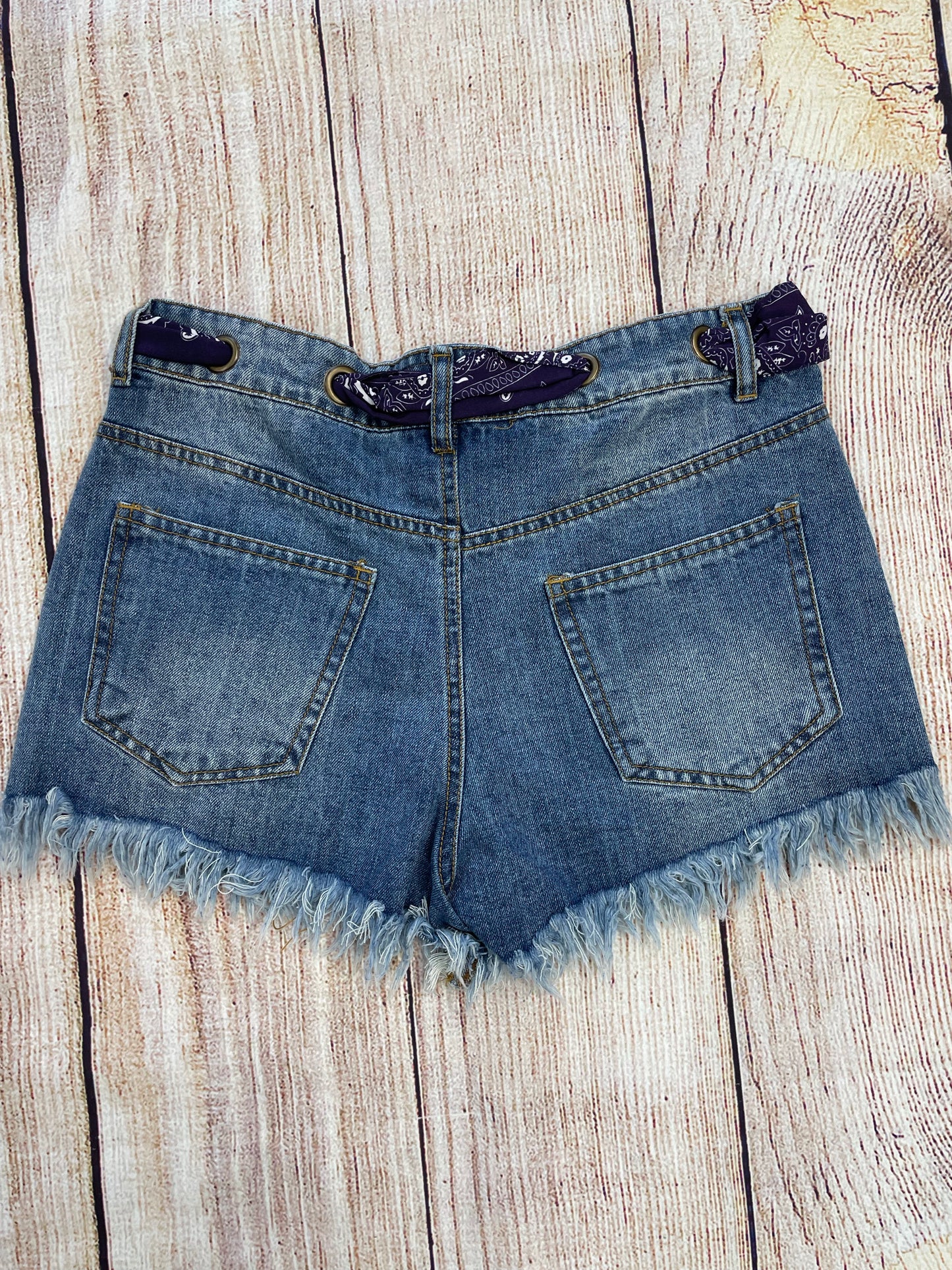 CLEARANCE! Vintage Havana Denim Shorts with Bandana Belt