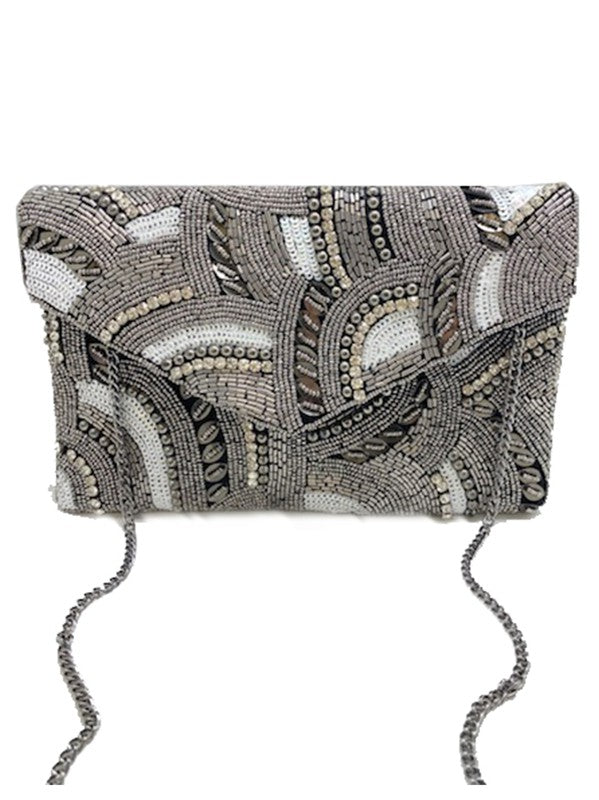 Hematite Patterned Beaded Clutch LAC-SS-478