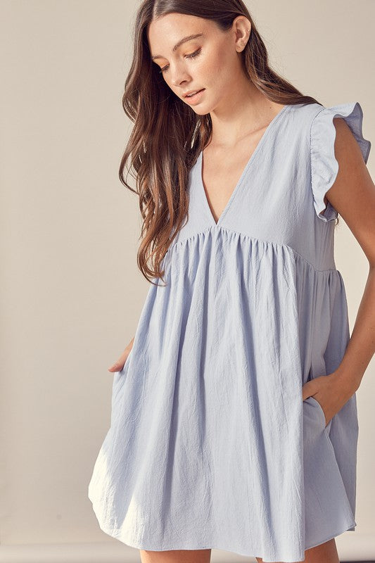 V Neck Babydoll Dress