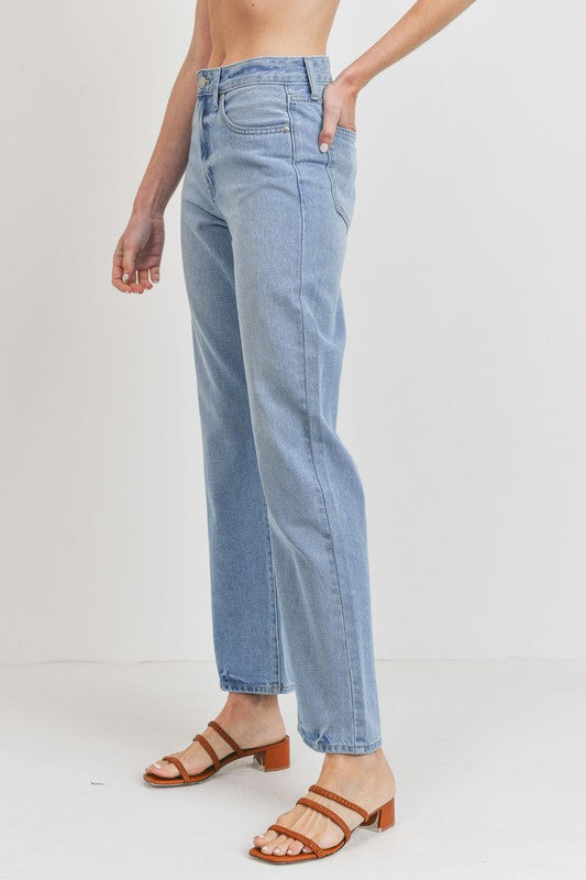 HIGH RISE STRAIGHT JEANS WITH TACKING