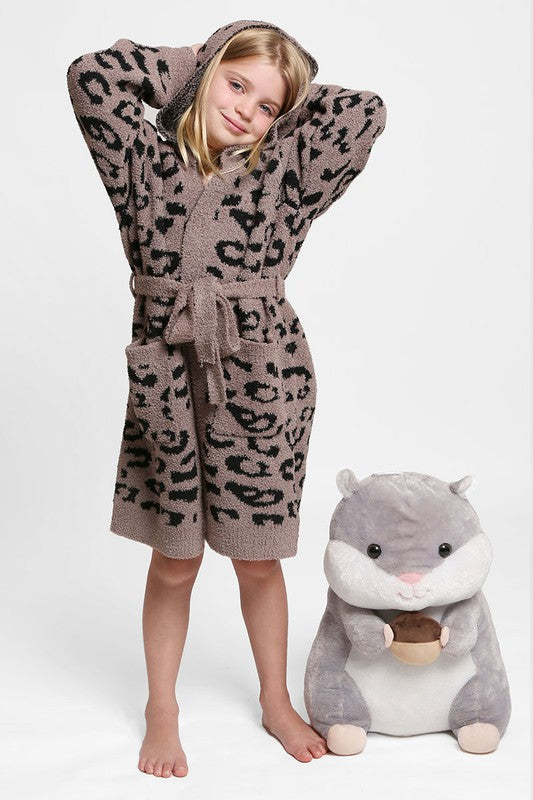 Children's Leopard Print Luxury Soft Hooded Robe