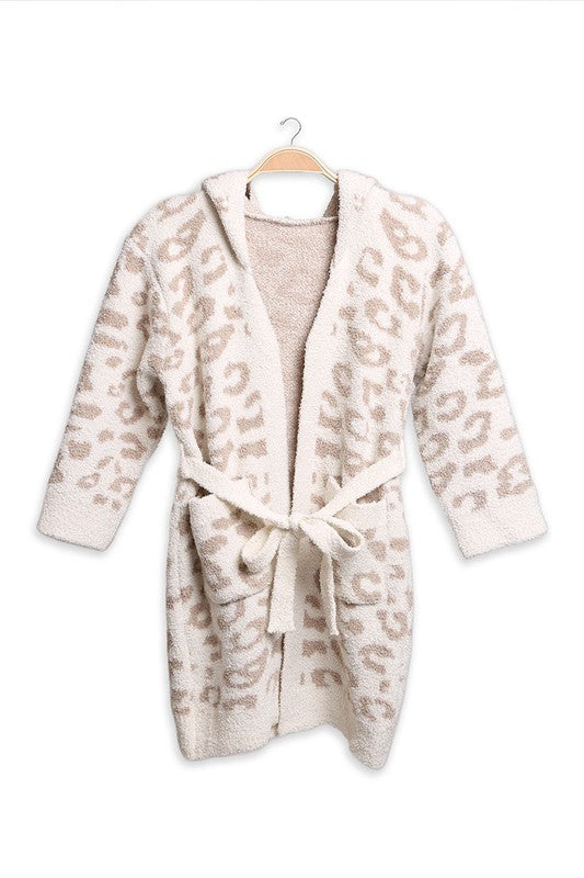 Children s Leopard Print Luxury Soft Hooded Robe Bluetique