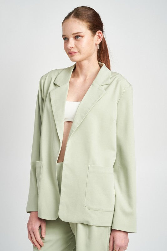 OVERSIZED BLAZER WITH WELT POCKETS