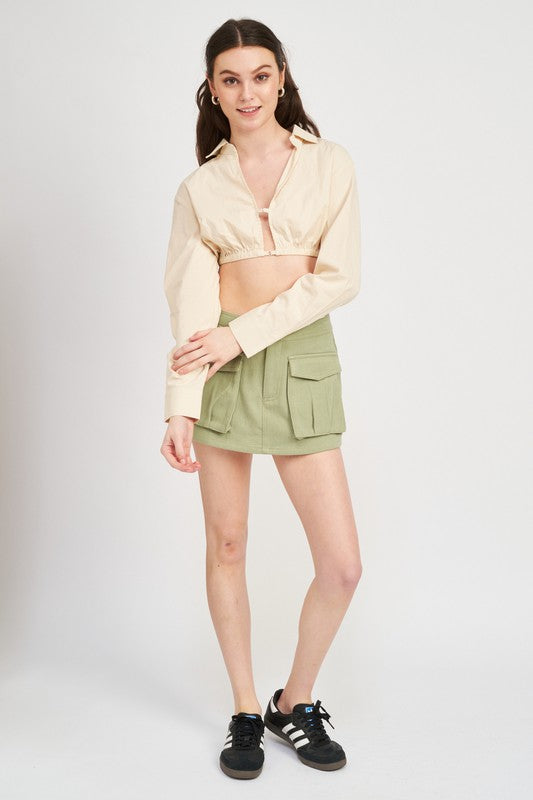 OPEN BACK CROPPED SHIRT
