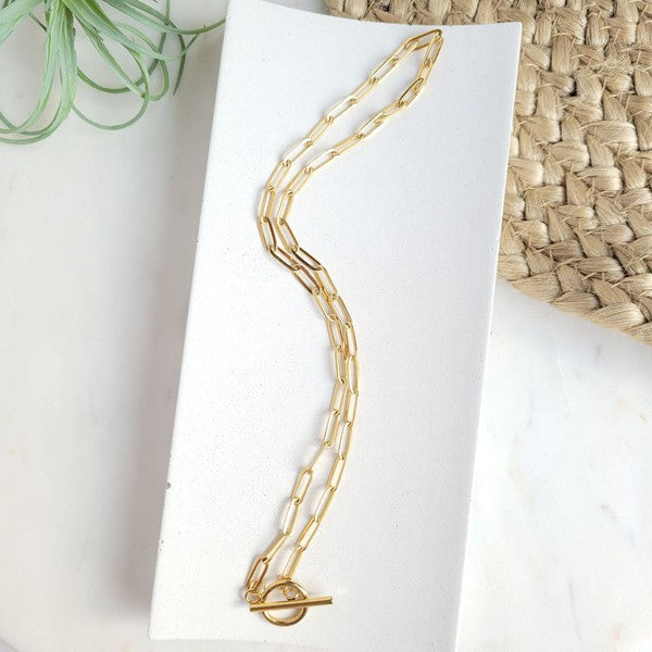 18k Gold Plated Paper Clip Chain 16 Inch