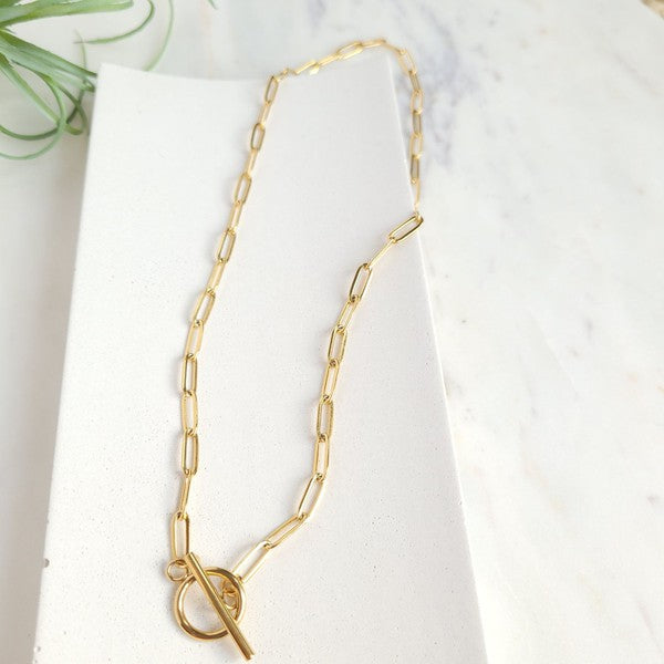 18k Gold Plated Paper Clip Chain 16 Inch