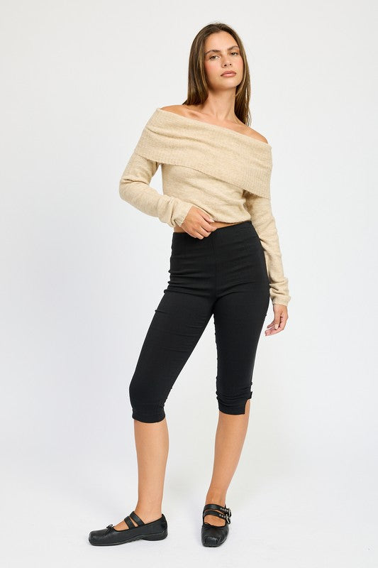 OFF SHOULDER FOLD OVER TOP