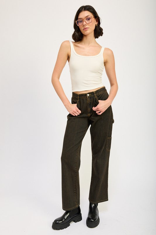 MID RISE JEANS WITH FRONT POCKETS