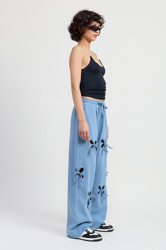 FRENCH TERRY PANTS WITH CUTOUT DETAIL