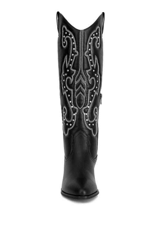 Reyes Patchwork Studded Cowboy Boots