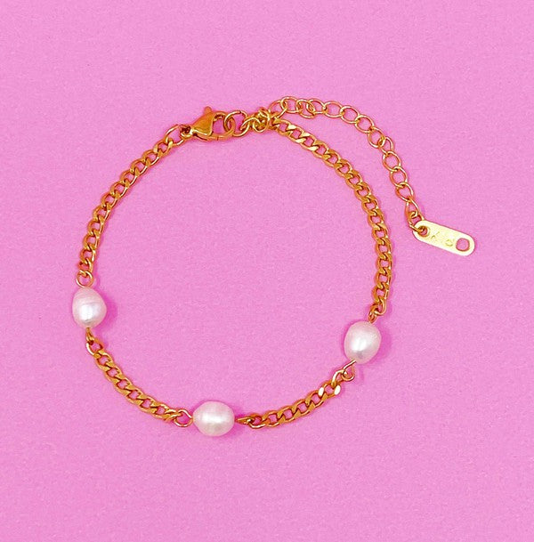 Freshwater Pearls On Chain Bracelet