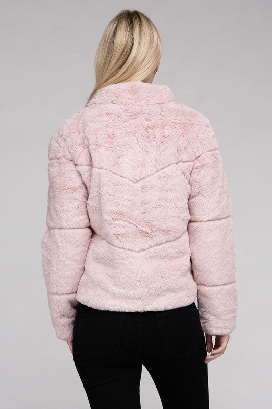 Fluffy Zip-Up Sweater Jacket