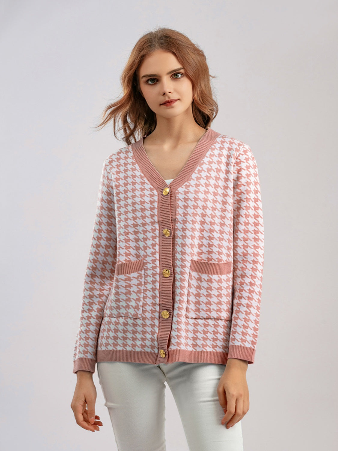 Houndstooth Button Down Cardigan